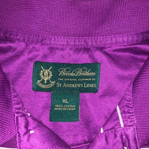 Brooks Brothers St Andrews Links Men's XL Striped Golf Polo Shirt Cotton - Picture 3 of 8